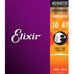 ELIXIR NANOWEB SET CORDE PER CHITARRA ACUSTICA PHOSPHOR BRONZE SCALATURA 010 -047 TENSIONE EXSTRA LIGHT