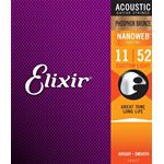 ELIXIR 16027 NANOWEB PHOSPHOR BRONZE PER CHITARRA ACUSTICA SCALATURA 011-052 TENSIONE LIGHT