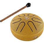 POCKET STEEL TONGUE DRUM, GIALLO, IN LA MAGGIORE, 6 NOTE DIMENSIONI 3" (CM 7)